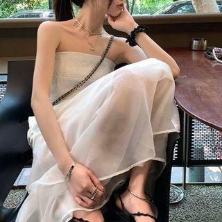 Bandeau / Midi A-line Mesh Skirt