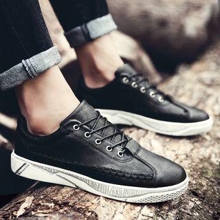 Platform Faux-leather Lace-up Sneakers