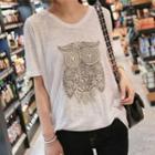 Owl Embroidered Short-sleeve T-shirt