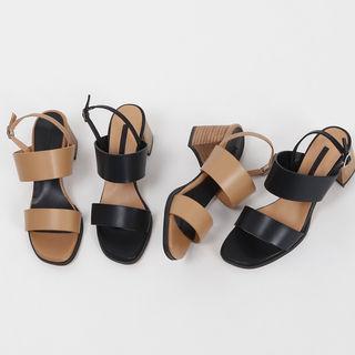 Double-strap Wooden-heel Sandals