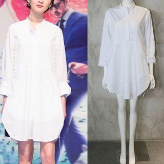 Long-sleeve Side Button Shirtdress
