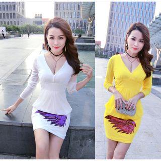Sequined Long-sleeve Bodycon Dress