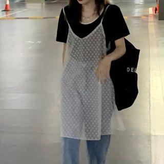 Spaghetti Strap Lace Dress / Short-sleeve T-shirt