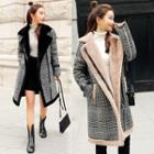 Fleece-lined Side-zip Plaid Coat