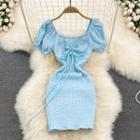 V-neck Crinkle Sheath Mini Dress