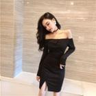 Side-slit Off-shoulder Sheath Dress