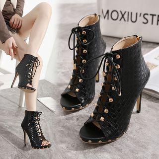 Stiletto Heel Lace-up Sandals