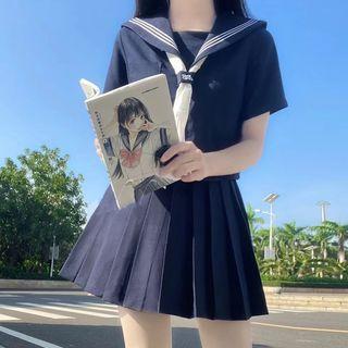 Long-sleeve Sailor Collar Top / Scarf / Scarf Loop / A-line Skirt / Set (various Designs)