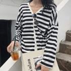 Striped Button Jacket As Shown In Figure - One Size