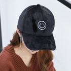 Smile Embroidered Baseball Cap Black - One Size