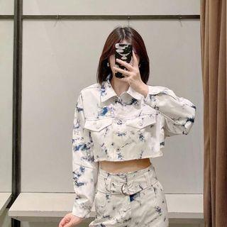 Tie Dye Cropped Denim Jacket
