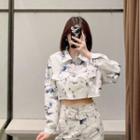 Tie Dye Cropped Denim Jacket