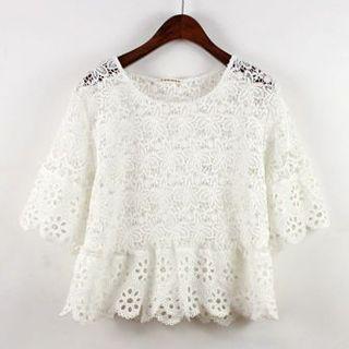 Frilled Lace Short-sleeve Top