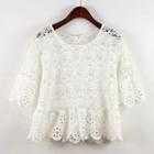 Frilled Lace Short-sleeve Top