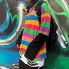Mock Two-piece Striped Long-sleeve T-shirt Stripe - Multicolor - One Size