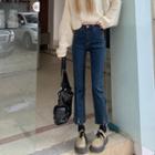 High-waist Slit Cropped Denim Jeans