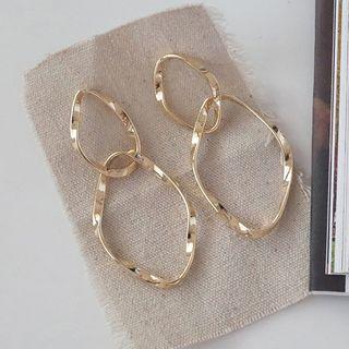 Twisted Oval Drop Earrings 1 Pair - 925 Silver Needle - One Size