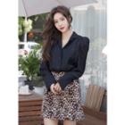 Puff-shoulder Sheer Blouse