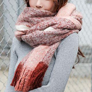 Colour Block Fringed Scarf