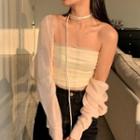 Strapless Halter Neck Mesh Top / Cardigan