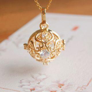 Alloy Rhinestone Essential Oil Diffuser Pendant Necklace
