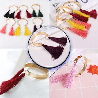 Tassel Open Bangle 5343 - Wine Red - One Size