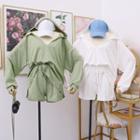 Set: Loose-fit V-neck Hooded Top + Shorts