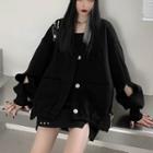 Cut-out Single-breasted Jacket Black - One Size