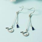 Whale Faux Crystal Alloy Fringed Earring 1 Pair - Silver & Blue - One Size
