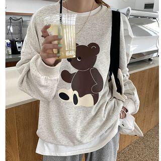 Bear Print Long-sleeve Top
