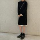 Long-sleeve Knit Shift Dress As Shown In Figure - One Size