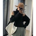 Batwing Bolero & Turtleneck Top Rib-knit Set