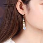 Retro Faux Pearl Agate Flower Dangle Earring