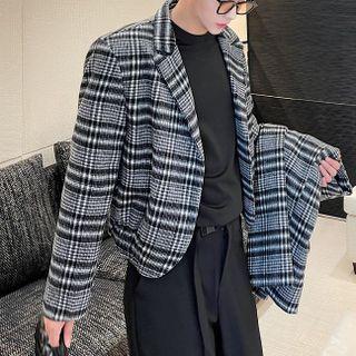 Set: Plaid Cropped Blazer + Vest