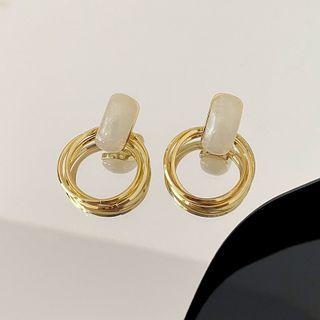 Hoop Alloy Dangle Earring 1 Pair - Silver Needle Earrings - Hoop - Gold - One Size