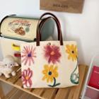 Floral Print Tote Bag Tote Bag - Flowers - Almond - One Size
