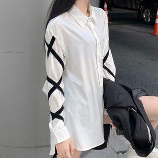 Cross Strap Oversize Shirt White - One Size