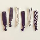 Print Hair Tie Set Of 5 - Black & White - One Size