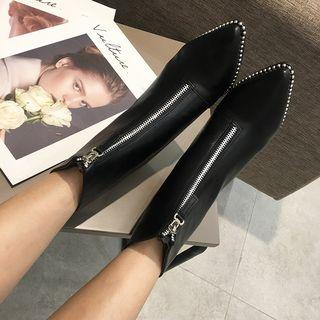 Embellished High-heel Pointy-toe Short Boots