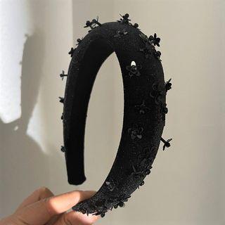 Flower Fabric Headband 1 Pc - Black - One Size
