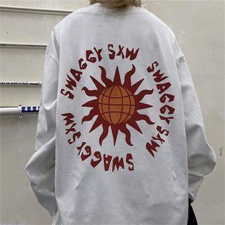 Lettering Sun Print Long-sleeve T-shirt