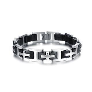 Simple Classic Cross 316l Stainless Steel Silicone Bracelet Silver - One Size