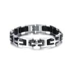 Simple Classic Cross 316l Stainless Steel Silicone Bracelet Silver - One Size