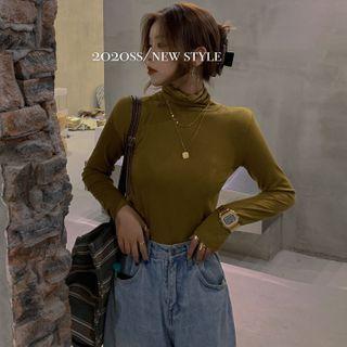 Cowl-neck Plain T-shirt In 4 Colors