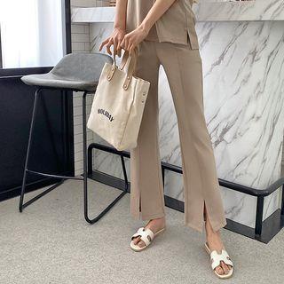 Slit-front Bootcut Pants