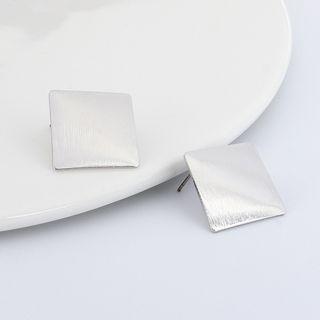 Brushed Metal Square Earring