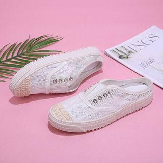 Lace Panel Sneaker Mules