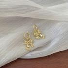 Bow Rhinestone Alloy Dangle Earring 01 - 1 Pair - Gold - One Size