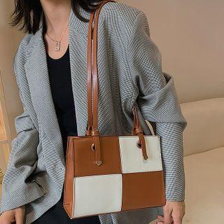 Checkerboard Faux Leather Shoulder Bag