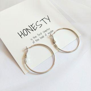 Hoop Earring 1 Pair - Silver - One Size